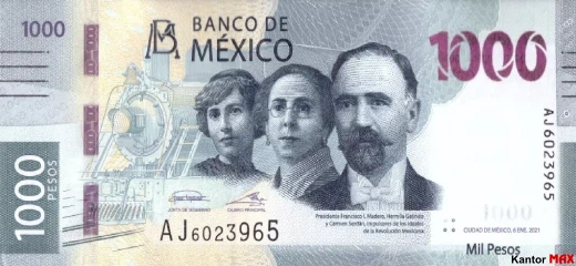 1000 peso meksykańskich 2020 rok - przód